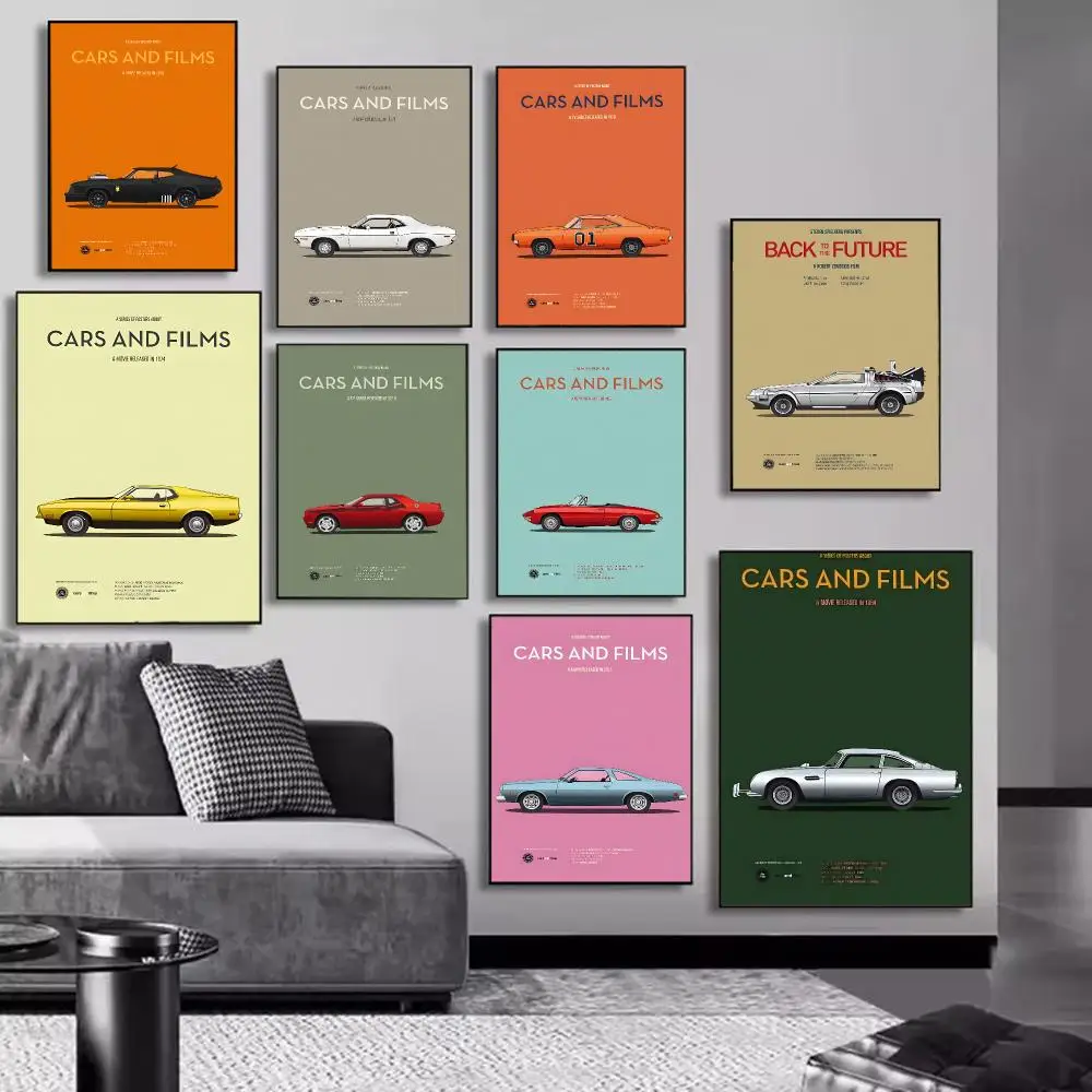 Cars And Films Poster High-definition Art Sticker Self Adhesive Waterproof Home Decoration For Living Room