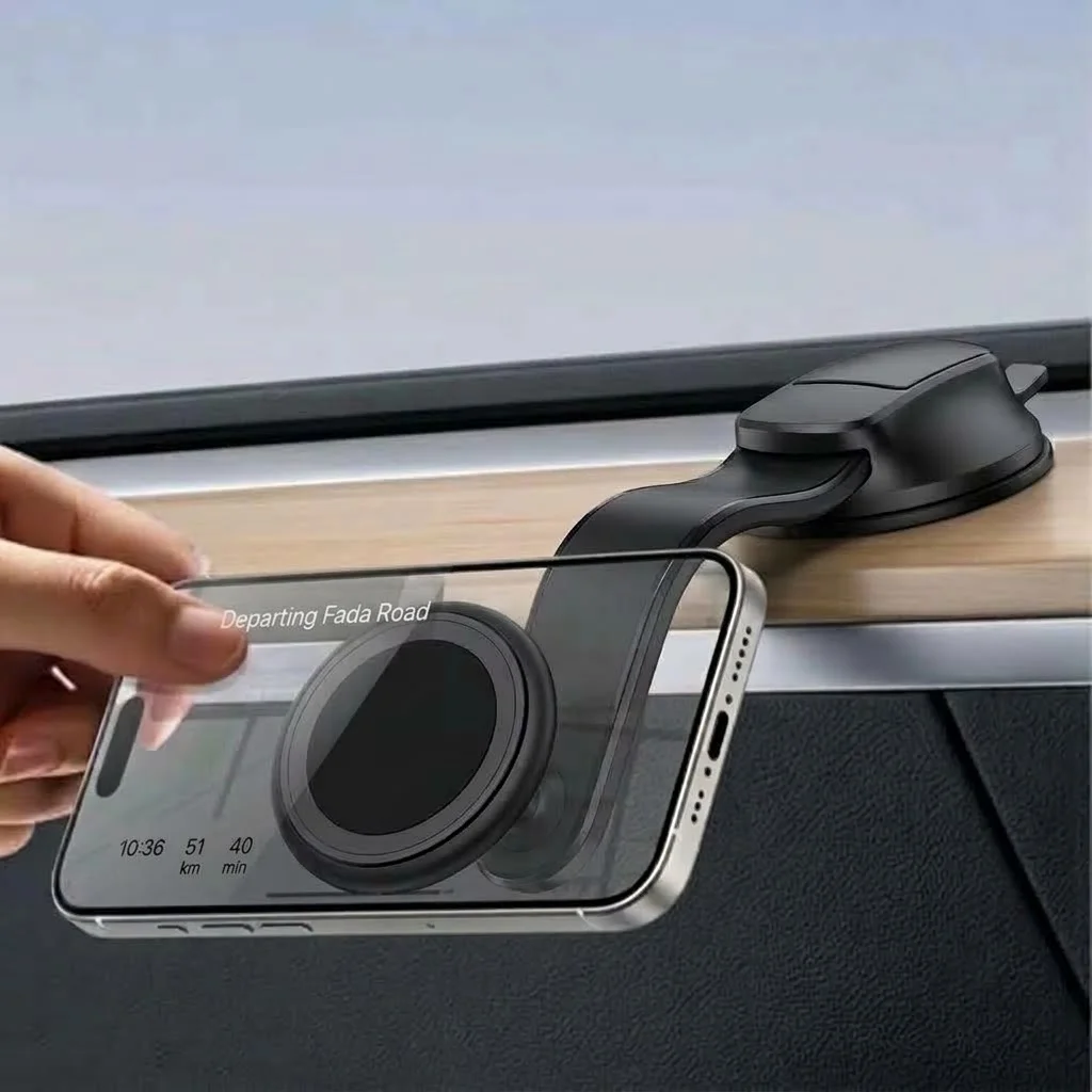 Car Magnetic Phone Holder Dash Mount with 360° Adjustable Arm Strong Suction Cup Universal Cell Phone Cradle For Car