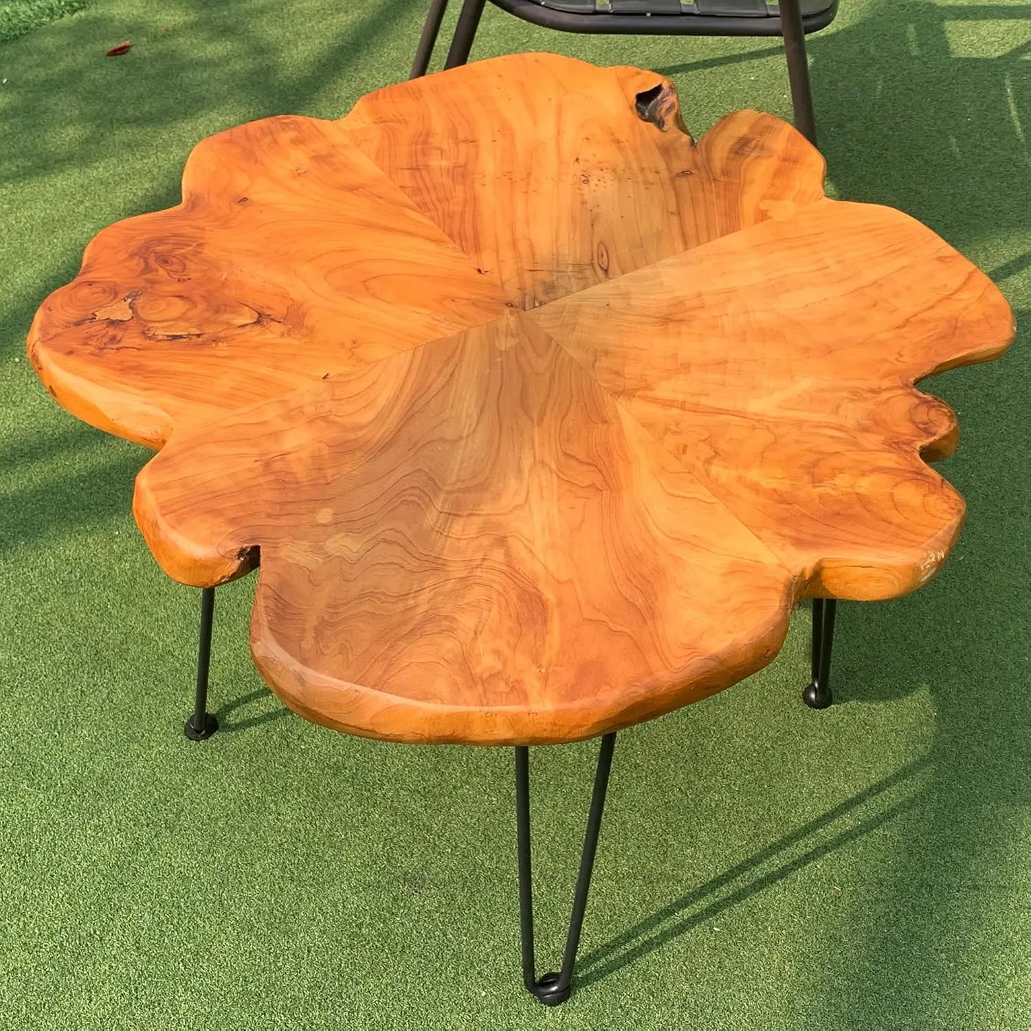 

Журнальный столик из кедра с необработанным краем, 27,5 дюймов, с металлическими ножками-шпильками, в деревенском стиле, для дома и улицы, на заказ