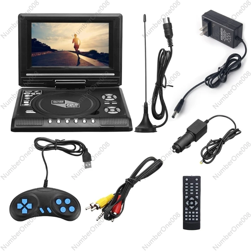 Portable Media Player Support USB/SD Card Multiple Disc Formats 7 '' Screen w/ Remote Controller Game Pad for Dorm Home