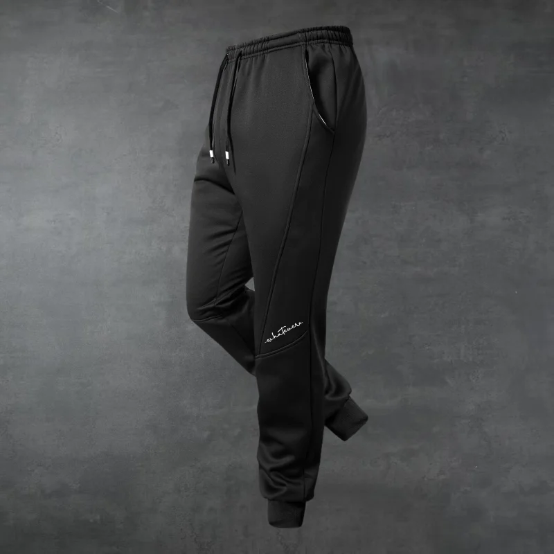 بنطال رياضي للخريف والشتاء للرجال بنطال كاجوال عصري برباط عالي الخصر وطبعة حروف