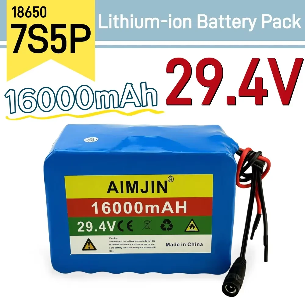 

7S5P 18650 lithium battery pack 24V 16Ah 15A BMS 500W 29.4V 16000mAh, suitable for wheelchair electric vehicles+2A charger
