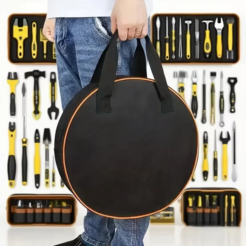 High-End Heavy-Duty Round Tool Bag, Portable Oxford Fabric Storage, Ideal for Rvs Gardening, Durable Organizer for Cables Tools