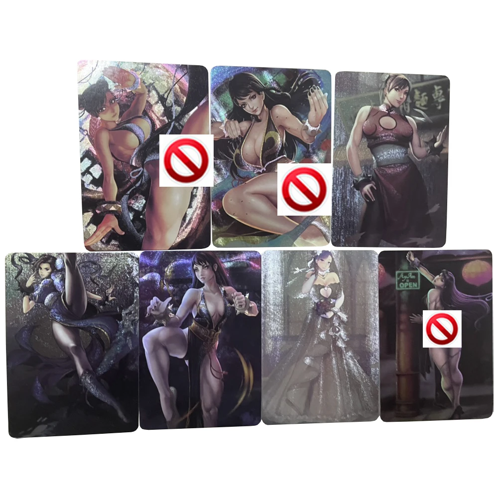 

7Pcs/set Chun-Li Coarse Flash Cards ACG Anime Girls Classic Gift Toys Game Anime Collection Cards