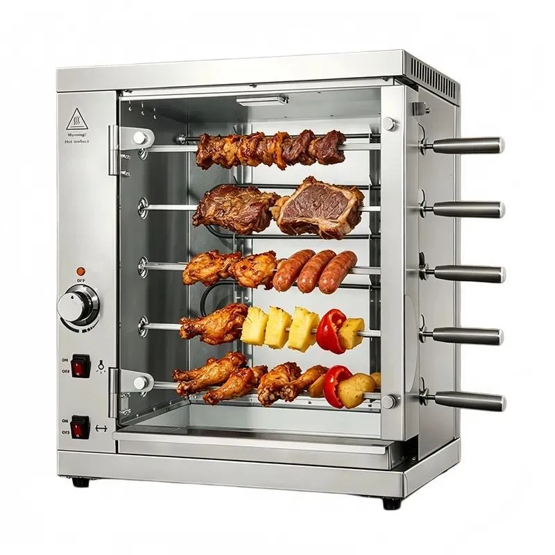 220V Commercial Electric Chicken Rotary Grill Large Capacity Automatic Kebab Roasting Machine for Restaurant
