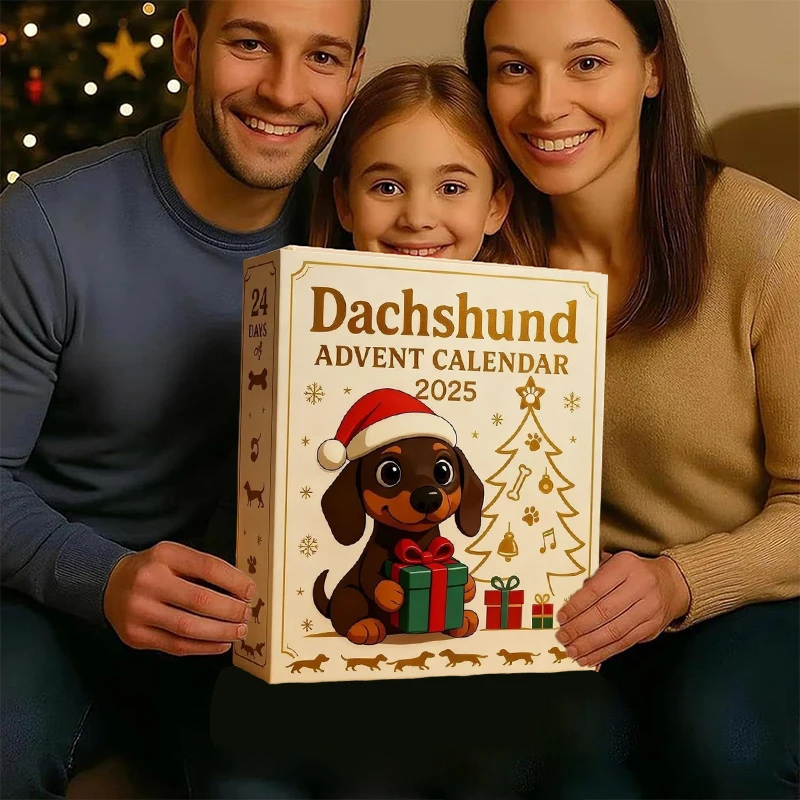 2025 تقويم القدوم الألماني ، 24 يومًا عيد الميلاد العد التنازلي التقويم الاكريليك لطيف الدشهند عطلة شجرة ديكور لمحبي الكلاب #5