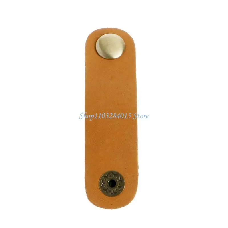 R6FF Faux Leather Cable Cord Clip Wrap Bobbin Earphone Wire Winder Tool