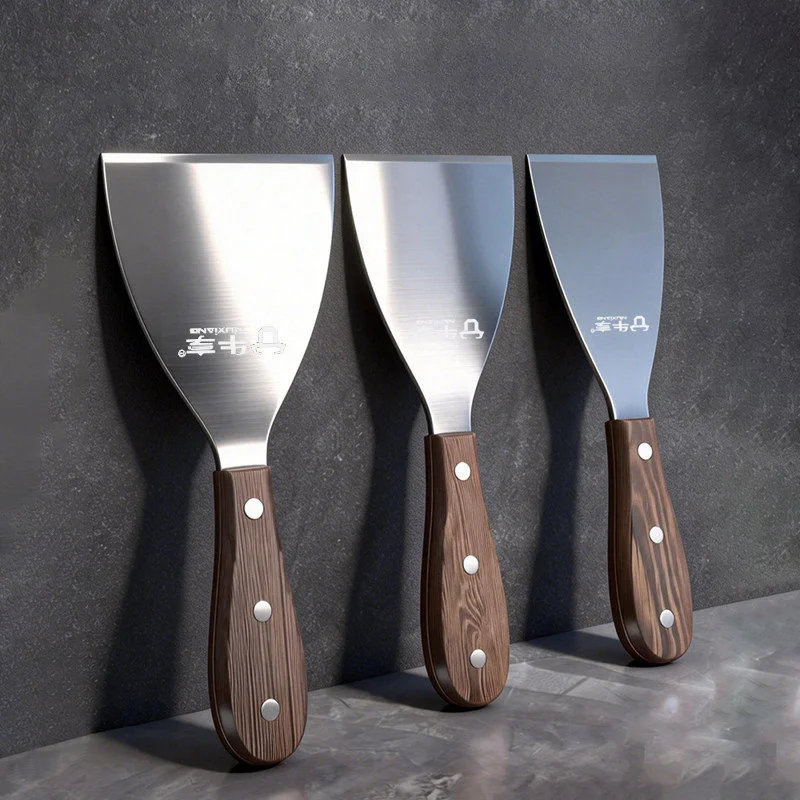 Thickened Stainless Steel Putty Knife Scraper Wooden Handle Drywall Plastering Trowel Wall Cleaning  Spatula Hand Tools