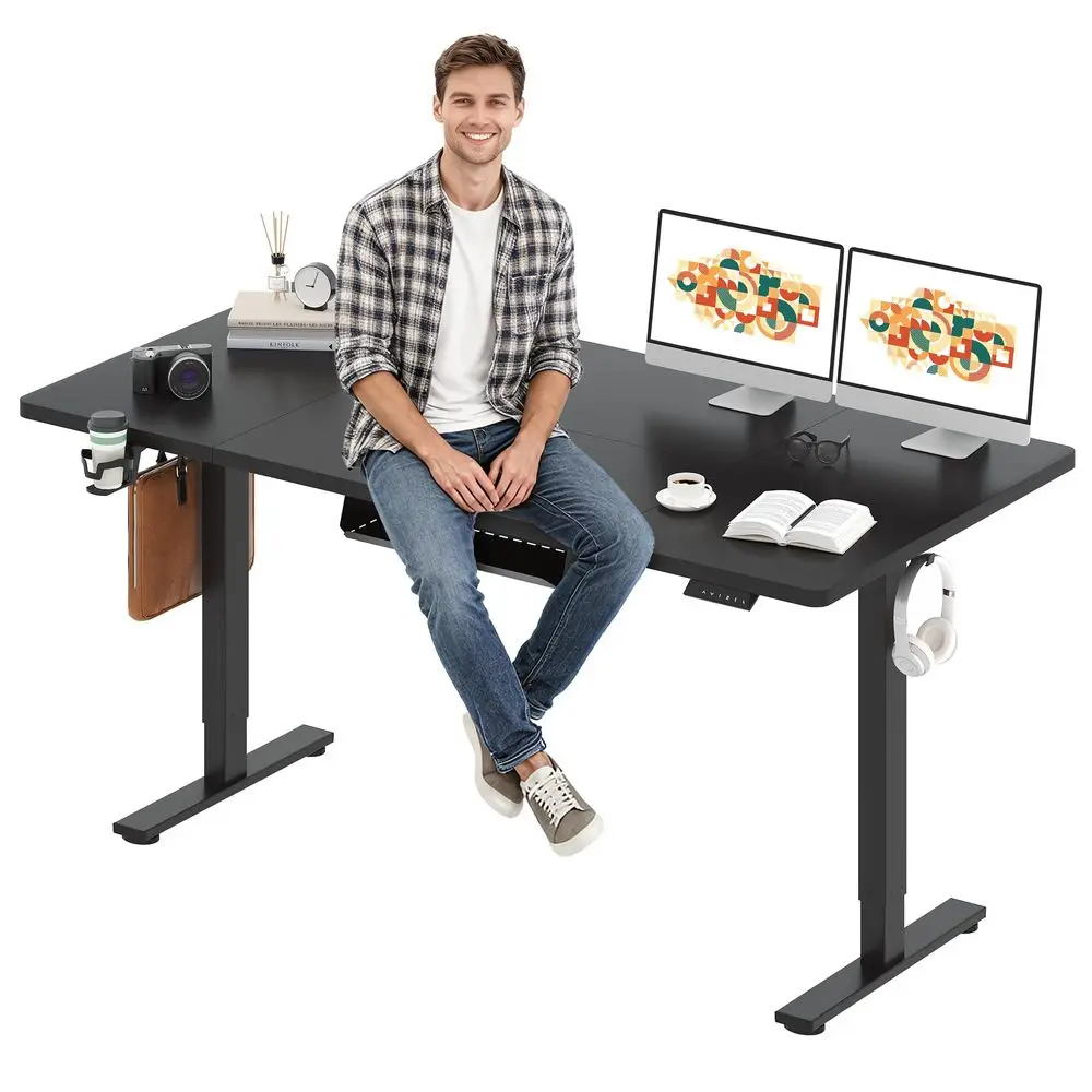 

Electric Standing Desk 71 x 32 Inches, Height Adjustable Sit Stand with Large Splice Board Desktop for Home Office, Computer Wo