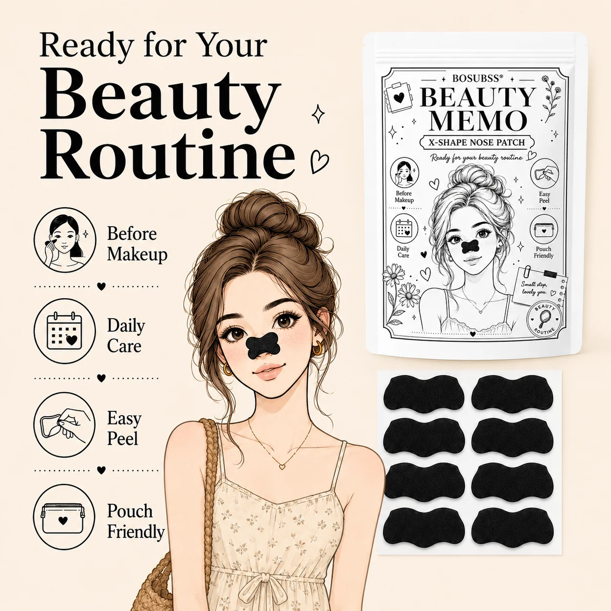 20/30Pcs Charcoal Nose Care Strips, Soft Fit Skin Routine Patch Set, Easy Home Use, Fresh Look, Travel Friendly