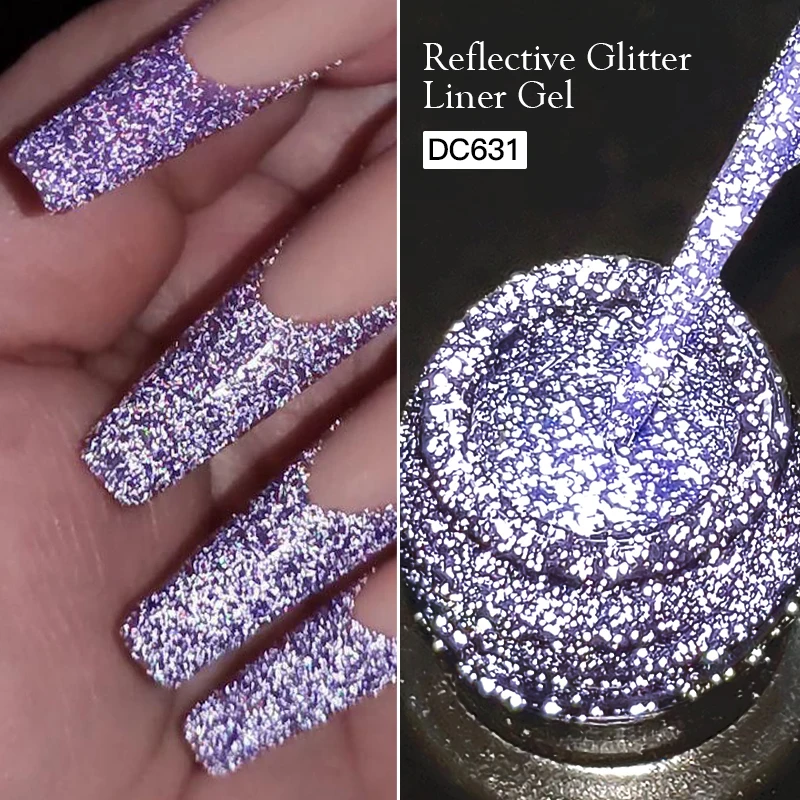 5ml Gold Silber Reflektierender Glitter Liner Gel Nagellack Set Rosa Farbe Leuchtend Funkelndes Französisches Semi-Permanentes Nagellack-Gel