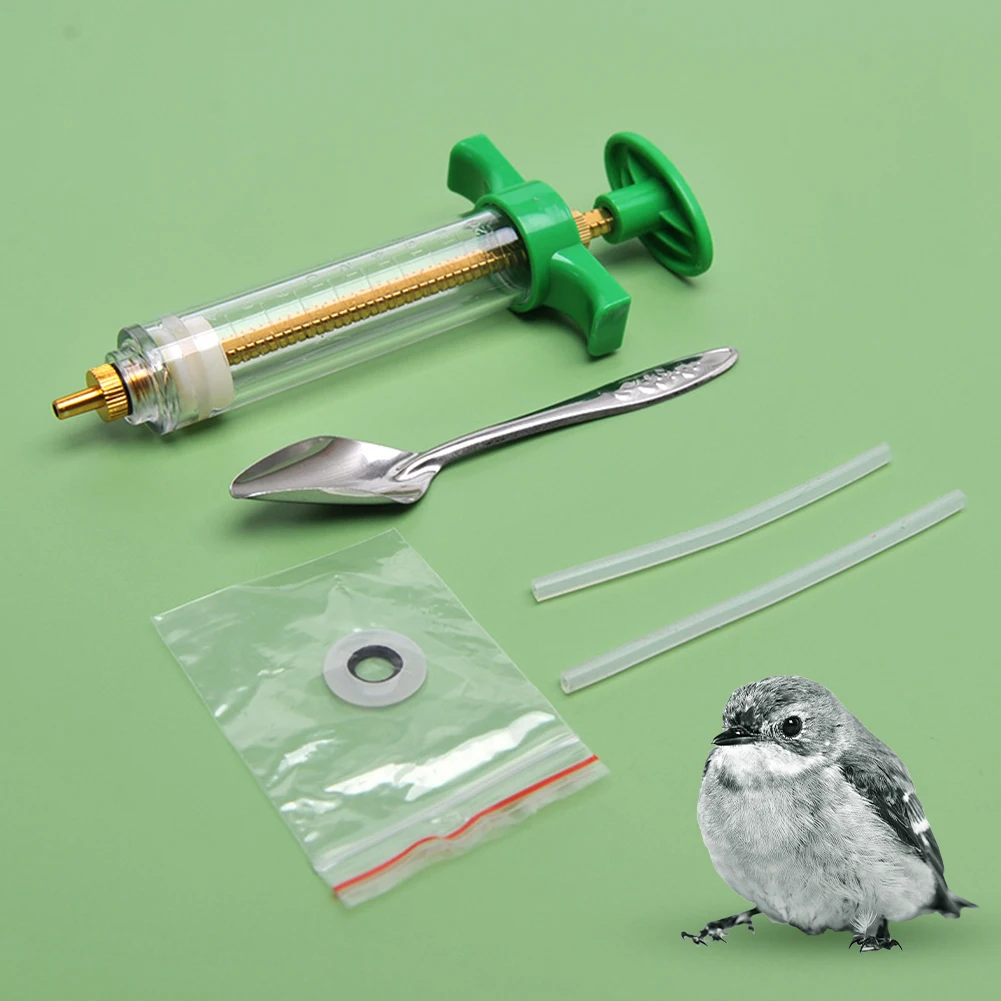 Kit de jeringa de alimentación Manual para pájaros, 10ml/20ml/30ml/50ml/100ml, con tubos, periquito, loro, alimentación, cuchara de Metal, rehidratador