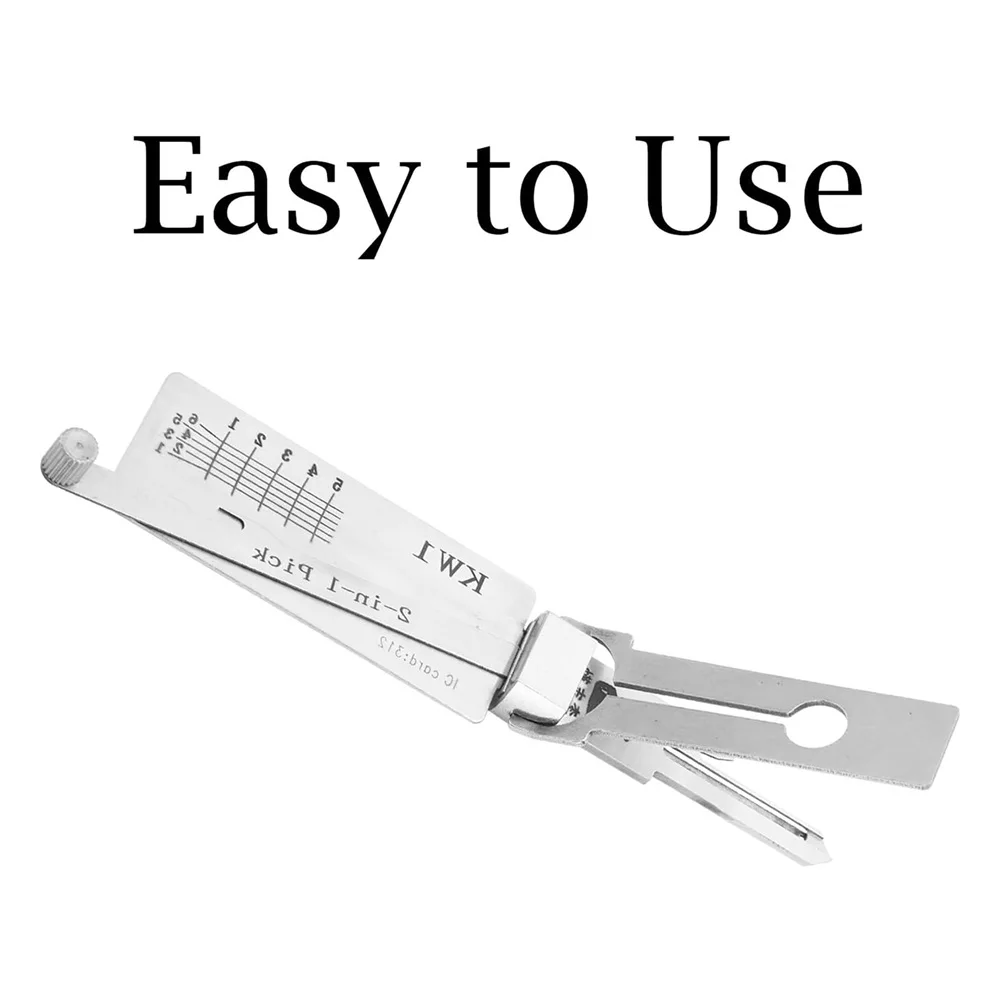 1Pc 2 In 1 KW1 Locksmith Tools Lock Key Precision Hook and Pick Set Maintenance Silver Repair Tool Car Unlocking Engineering