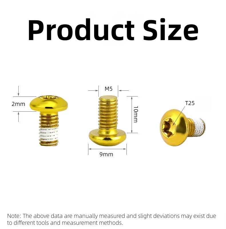 12Pcs Bicycle Disc Brake Screw M5X10mm T25 Plating Titanium Colorful MTB Bike Color Non-slip Disc Screw Cycling Accessories