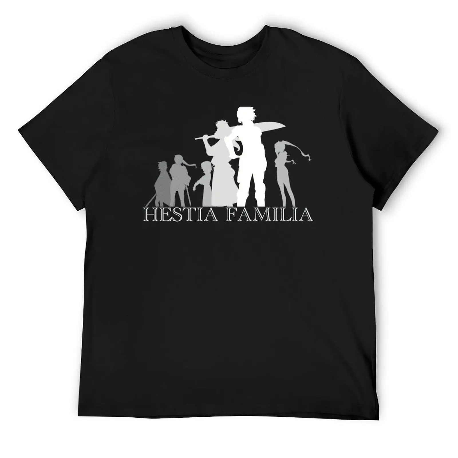 Силуэтный дизайн члена Фамилии Гестия из аниме Данмичи или это неправильно, чтобы захровать девушку в подземе, нарисованная в поп-футболке