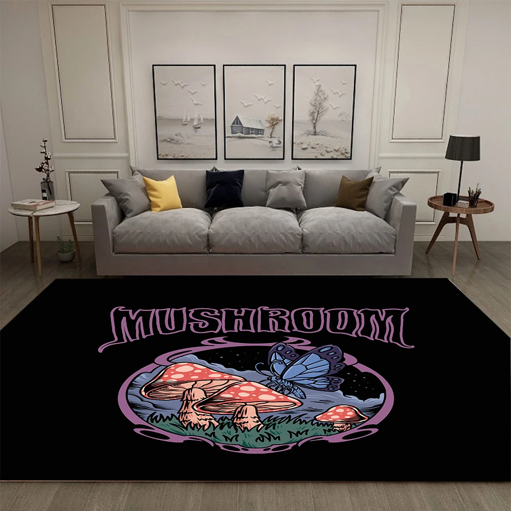 Colorful Psychedelic Mushroom Pattern Living Room Carpet Kids Room Decor Soft Anti-Slip Carpet Kitchen Bathroom Door Mat