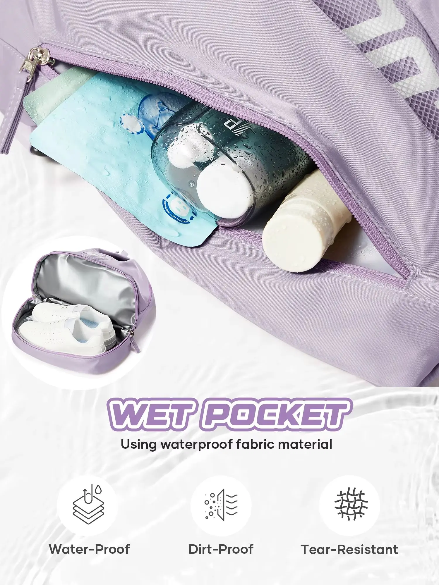 Women's Sports Backpack – Expandable Shoe Compartment Waterproof Pocket Foldable for Travel, Beach Backpack Fitness Backpack