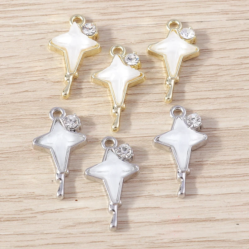 Tusember 4 Stück 12 x 22 mm brillante Kristall-Polaris-Stern-Anhänger für die Schmuckherstellung, DIY, handgefertigte Halskette, Ohrringe, Basteln – Detail 12