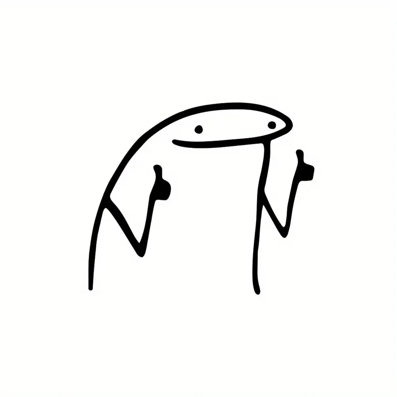 1Pc Funny Cartoon Meme Simple Line Vinyl Sticker, Waterproof Decal for Car Window Body Universal Decor