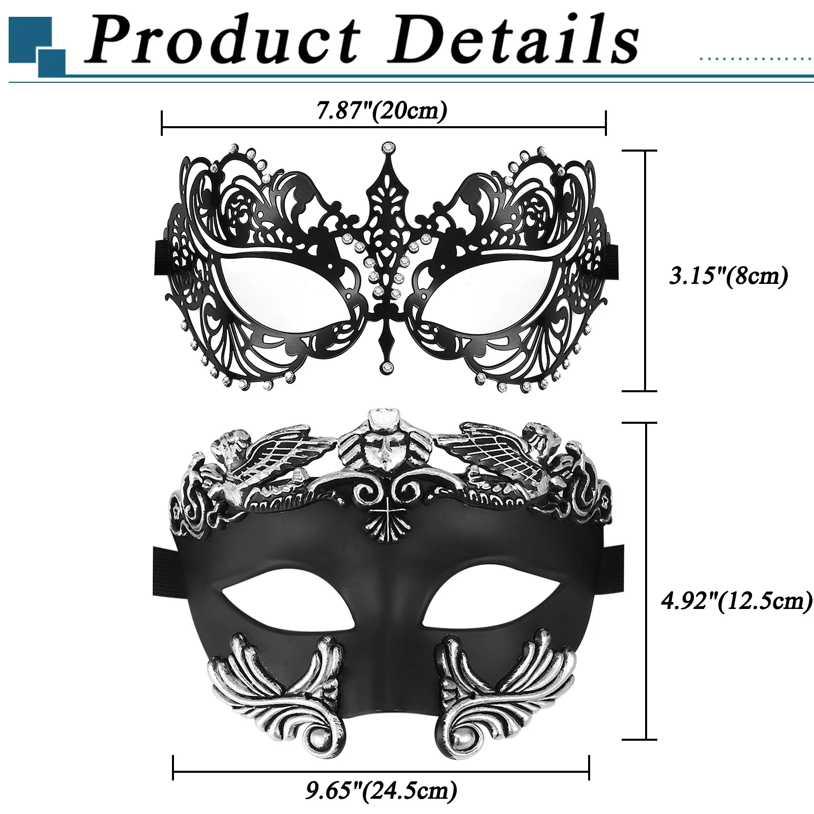 2024 Masquerade Mask for Couple Inset Rhinestones Venetian Metal Mask Carnival Halloween Party Costume Mysterious Jewelry Mask