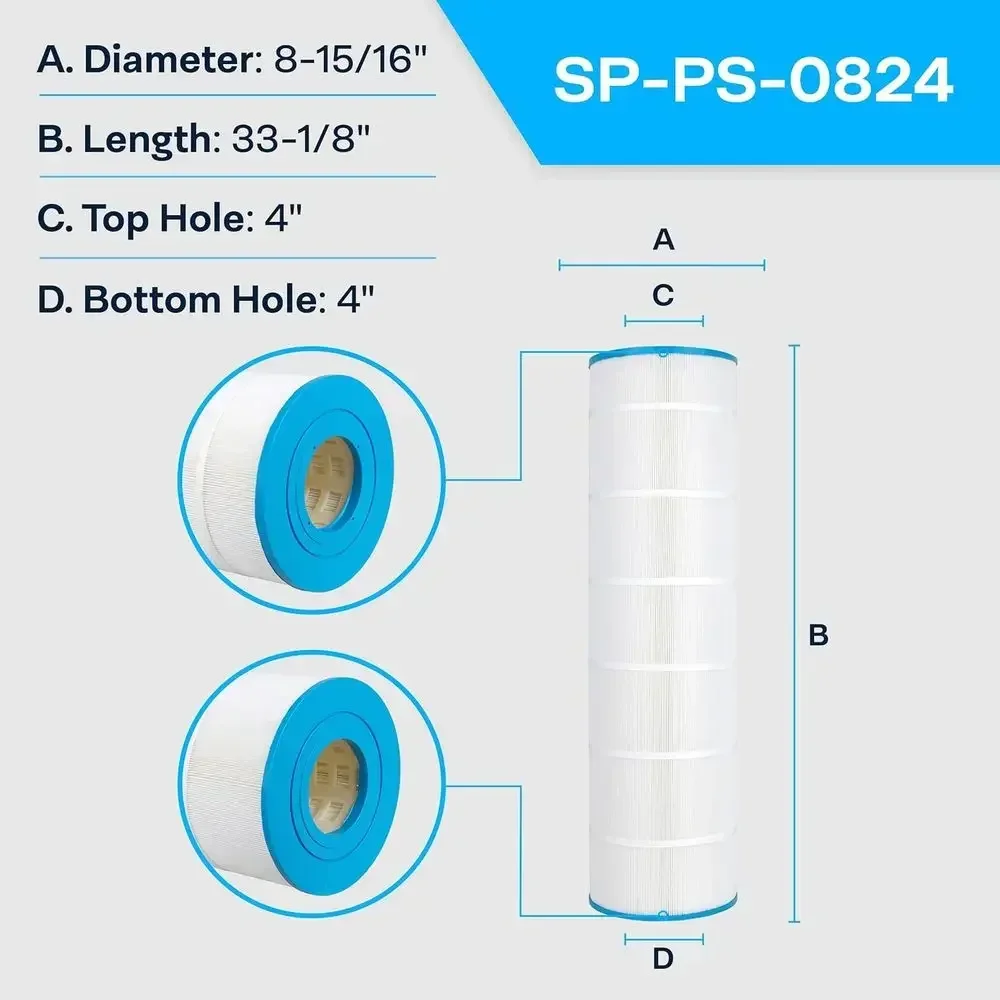 Hot Tub Spa Pool Replacement Cartridge Filter PJANCS250-4, 250 Pleat, Compatible with C-8425 and C-0824