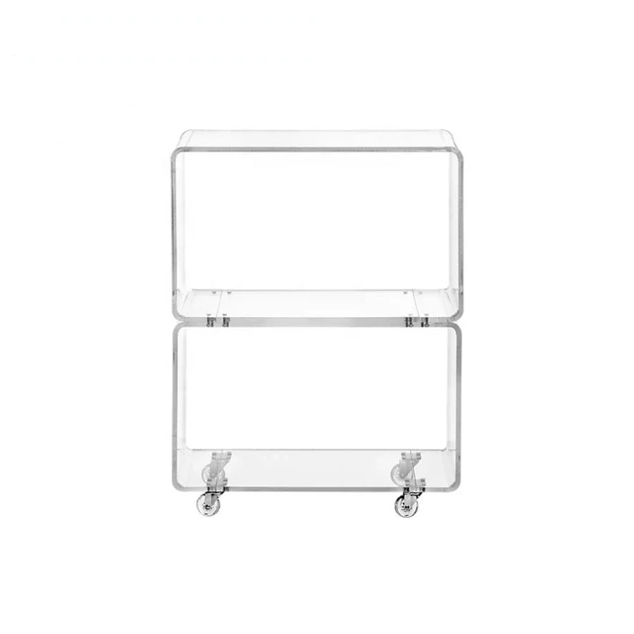 

Clear lucite home furniture bar usage bedside table cart 3 tier rolling serving trolley for hotel