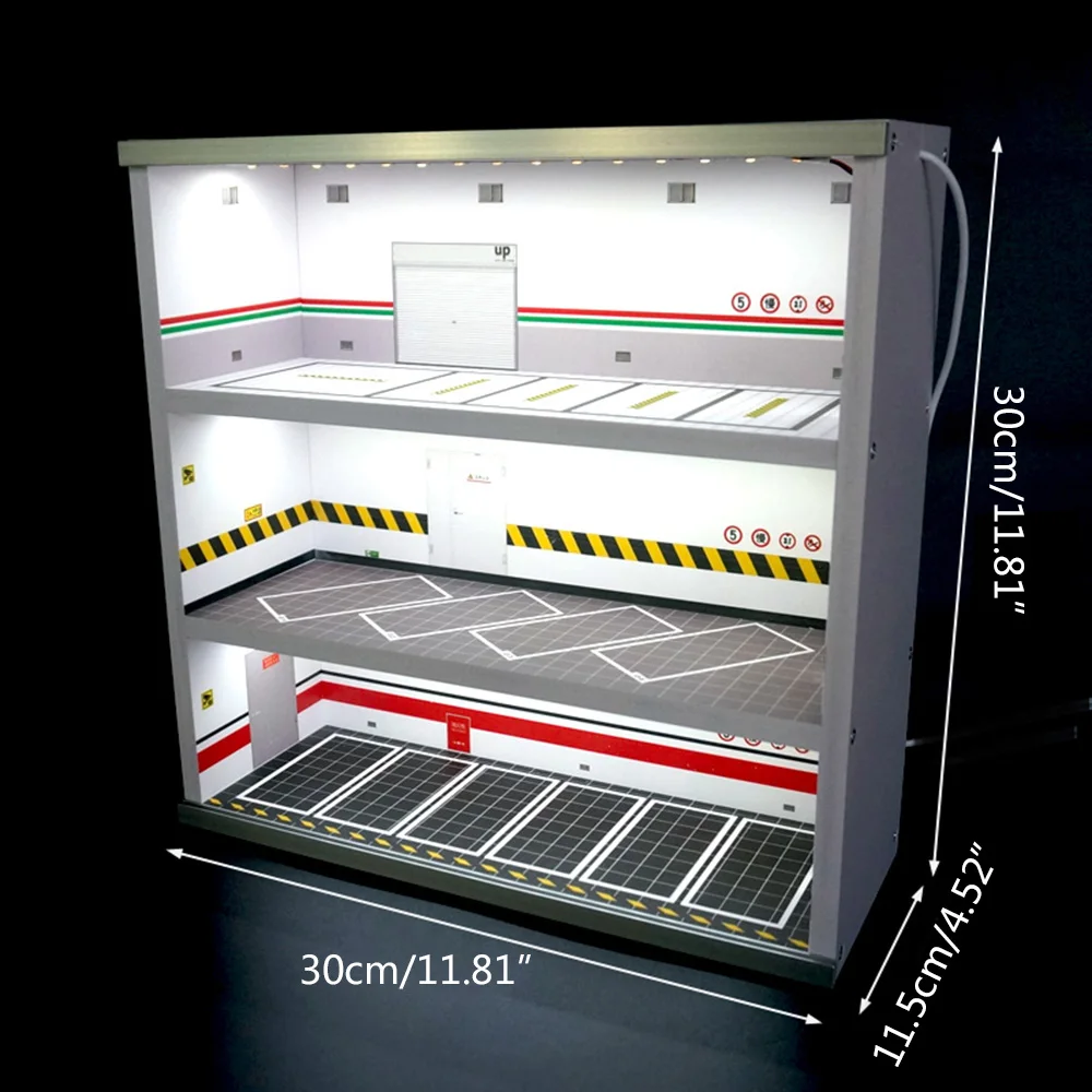 

Model Car Display Case 3-Layer Garage Display Cabinet 1: 64 Diecast Model Car Display Case W/ LED Light Parking Lot Display Case