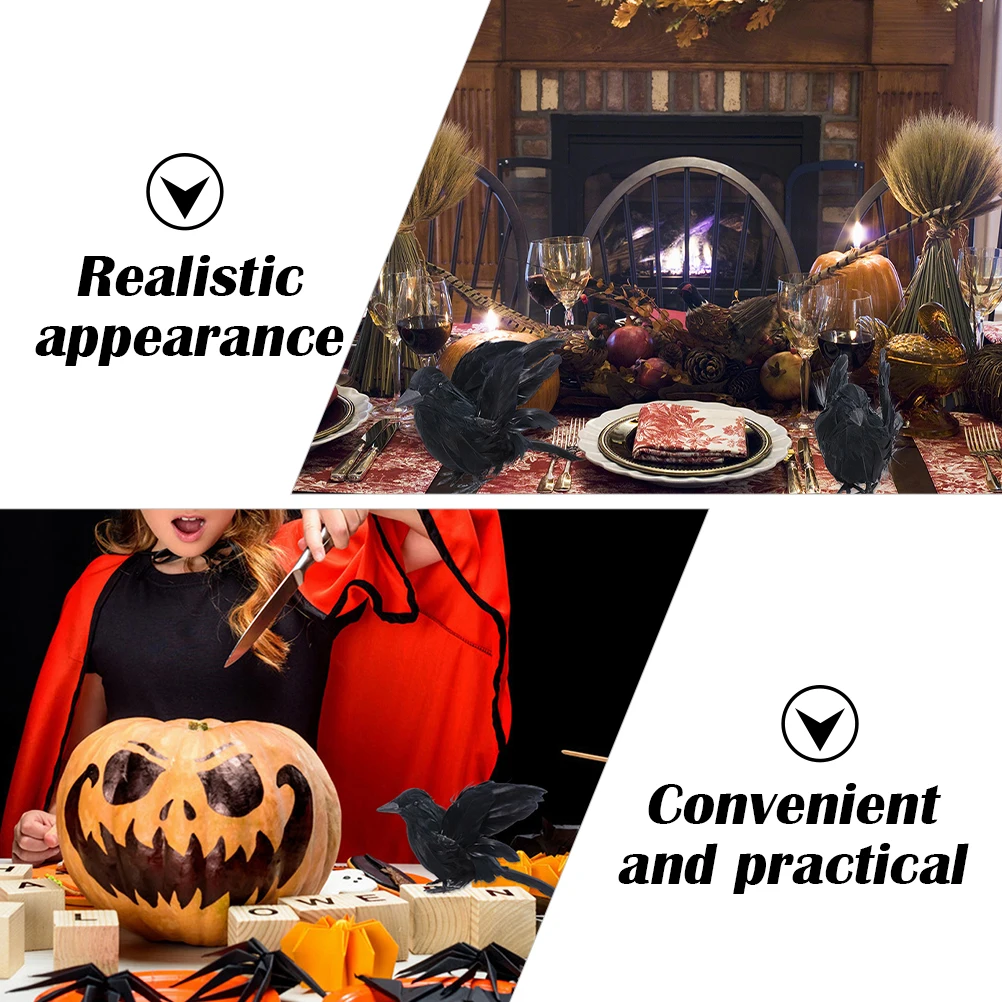 

3 Pcs Crow nament Halloween Decorations Simulated Crows Desktop Crafts Bird Feathered Toys for Party Decoration PropsHaunted
