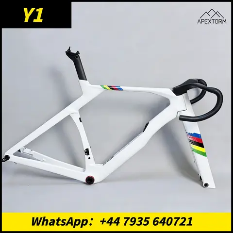 2026 Y1rs Glossy Rainbow White Carbon Road Bike Frame Disc Brake Frameset BSA DPD Logistics, Custom Colors, Custom Logo T1100