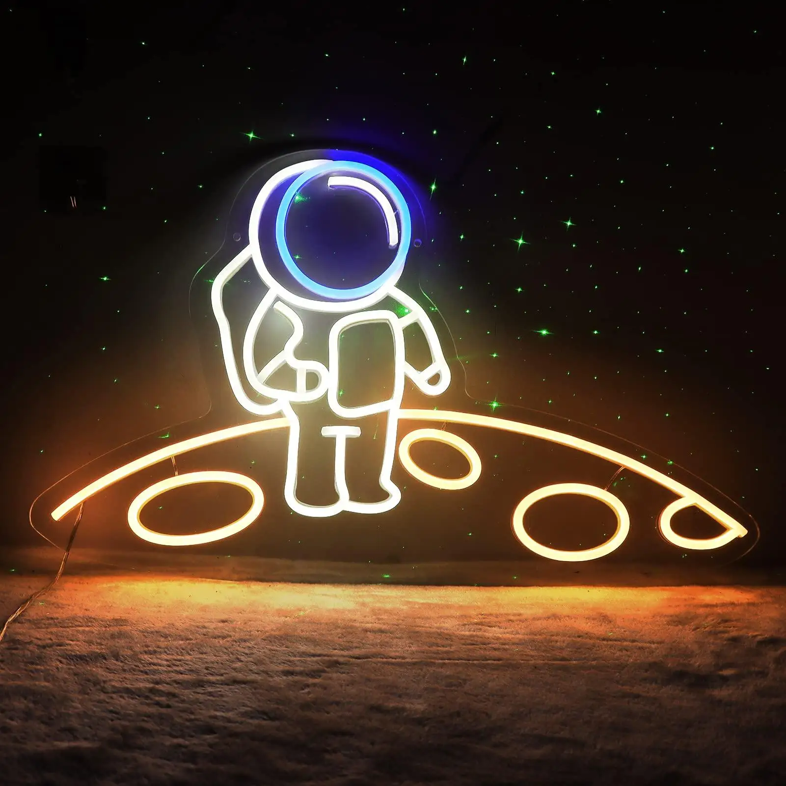 Astronaut Neon Sign Spaceman Standing On The Planet USB Dimmab LED Sign for Game Room Wall decor Space Room Birthday Gifts