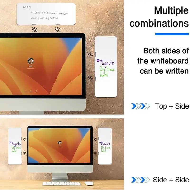 Bloc-notes magnétique effaçable à sec, écran PC, moniteurs d'ordinateur, panneau latéral, enregistrement de licence et d'écriture, tableau de rappel, 1PC