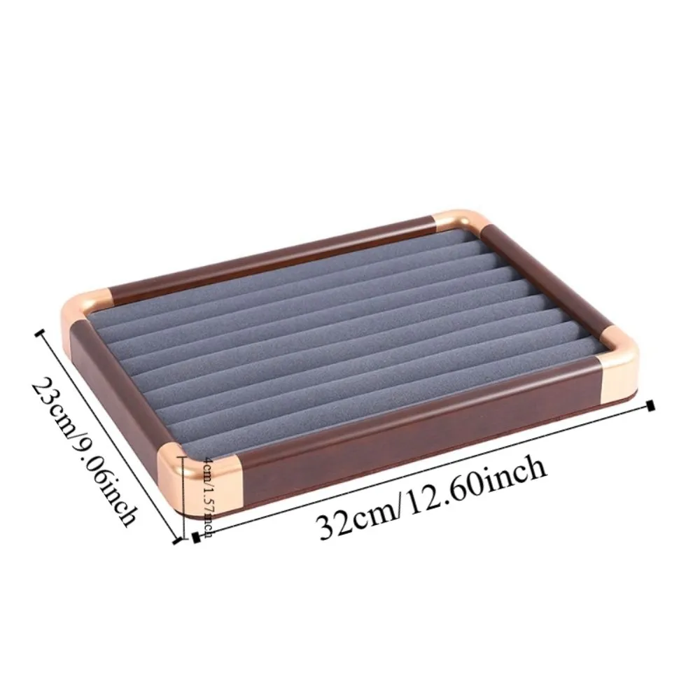 Velvet Wooden Jewelry Tray Large Capacity Necklaces Bracelets Jewelry Organizer Earrings Rings Storage Box Jewelry Display Tray