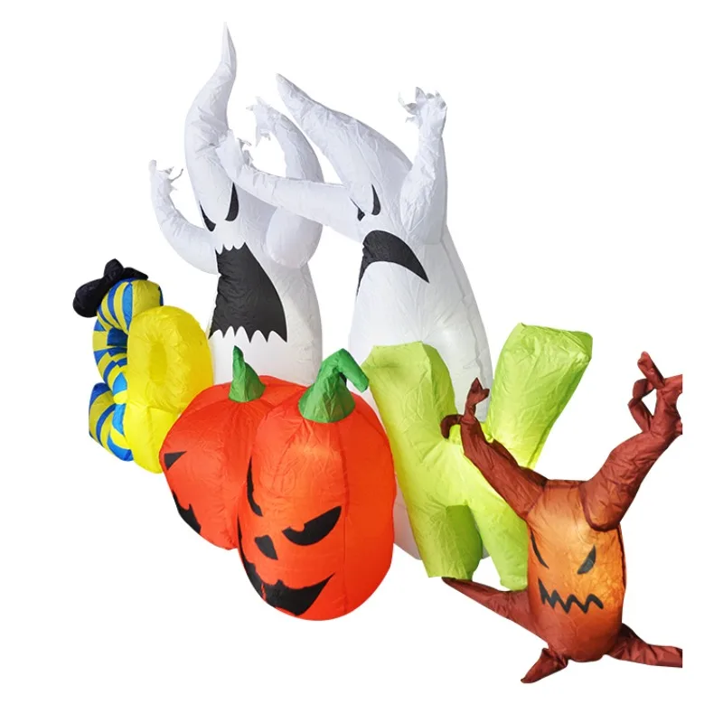 

White Ghost Halloween Pumpkin Inflatable Nightclub LED Lights Outdoor Holiday Blow up Advertising Inflatable Toys