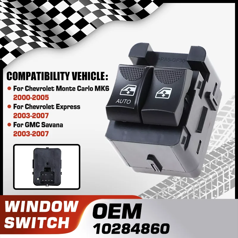 

Car Window Lifter Control Switch For Chevrolet Monte Carlo MK6 2000-2005 Chevrolet Express GMC Savana 2003-2007 10284860 7 Pins