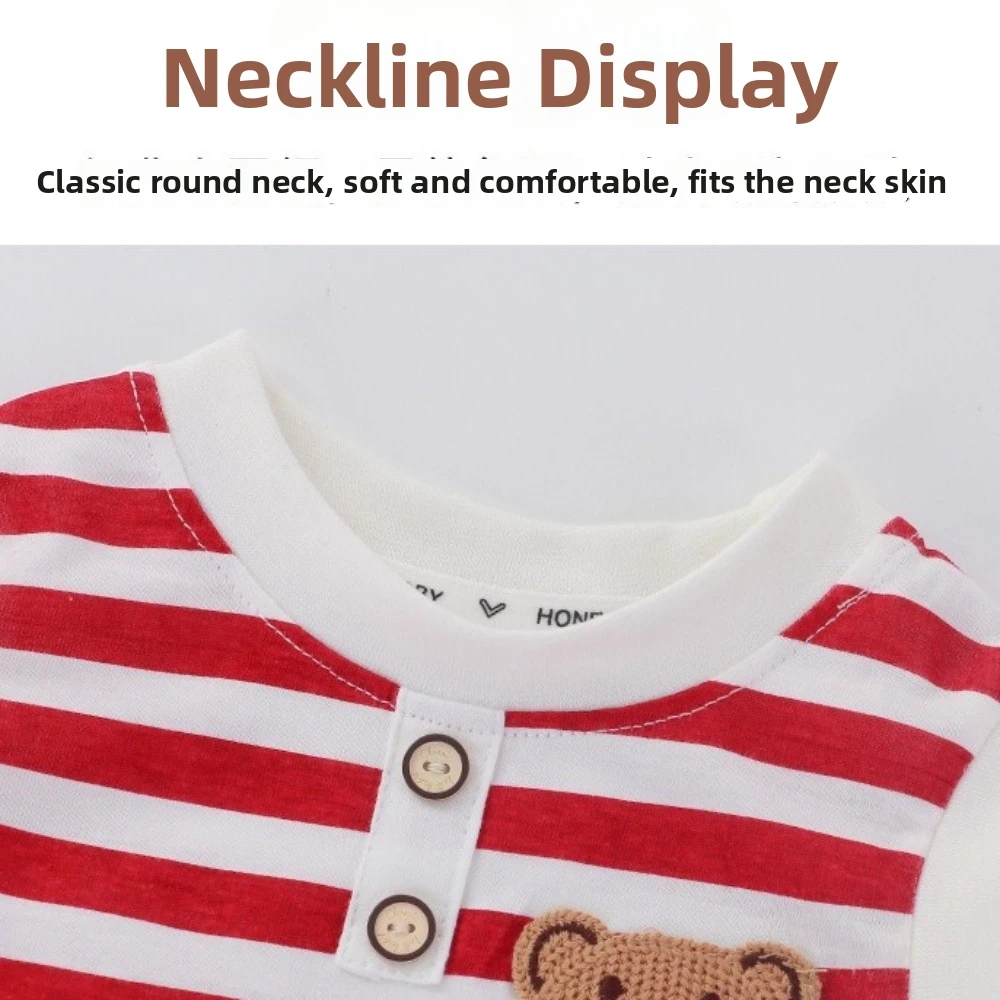 Striped Pattern Summer Bodysuit Cotton Material Solid Color Sleeveless Bodysuit Thin Fabric Ventilate Design Infant One-piece