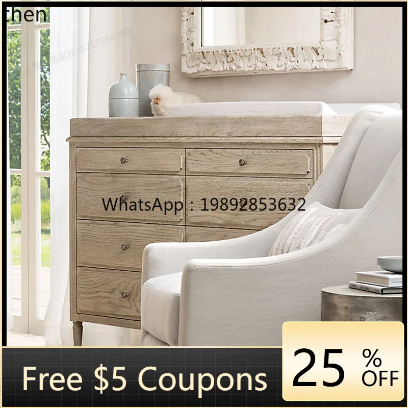 

solid wood bedside table, bedroom bedside table, simple retro white storage chest