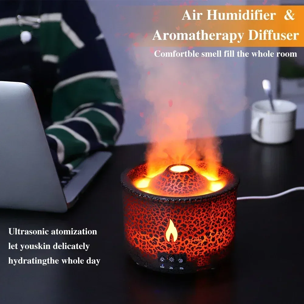 Intelligent Volcano Aromatherapy Diffuser Multi-function flame humidifier, large capacity ultrasonic diffuser