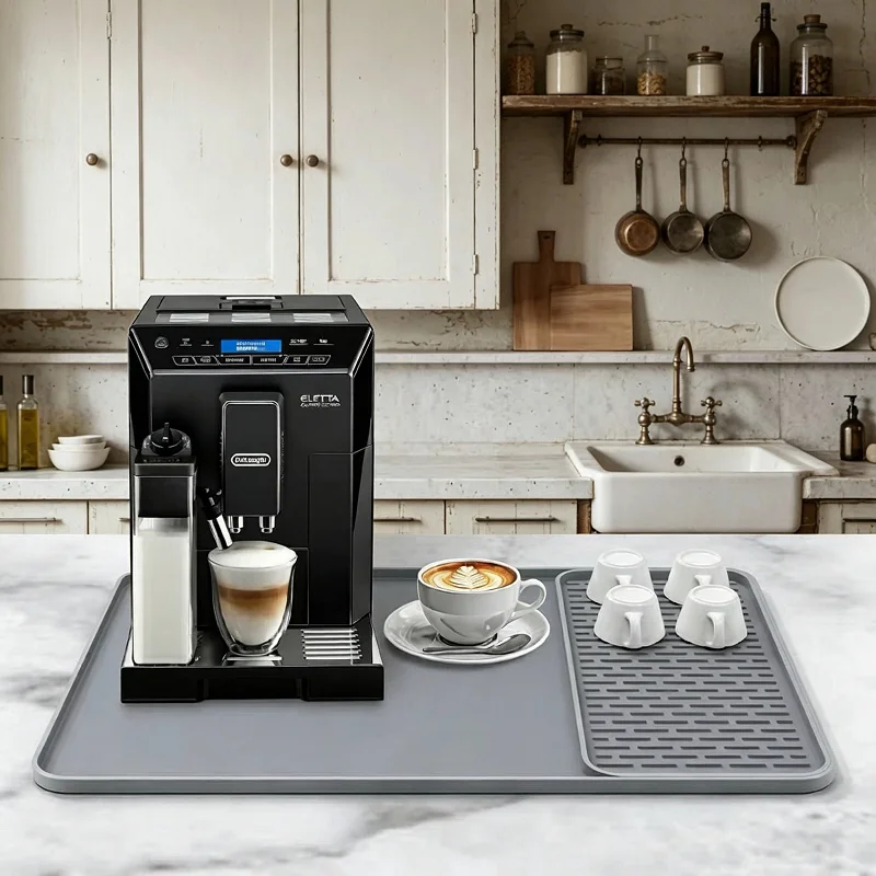 2-in-1 Coffee Maker Mat + Drainage Mat——Non-Slip Silicone Countertop Protector, Suitable for Espresso Machines, Mugs, and Glassware——Easy to Clean, Heat-Resistant, a Must-Have Accessory for Modern Kitchens