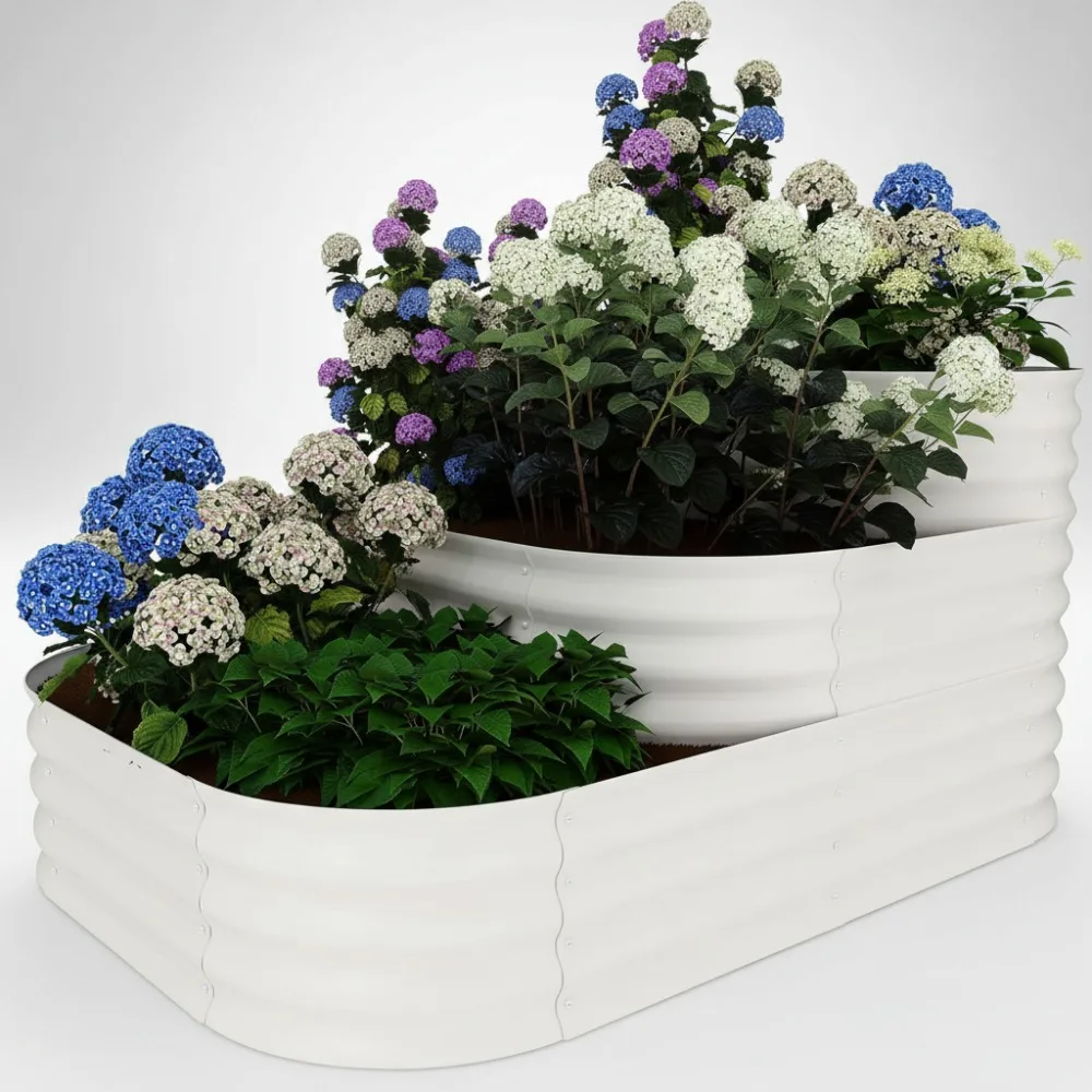 

Galvanized Steel Tiered Raised Garden Bed Kit - 3-Level Oval Planter for Vegetables Herbs Flowers
