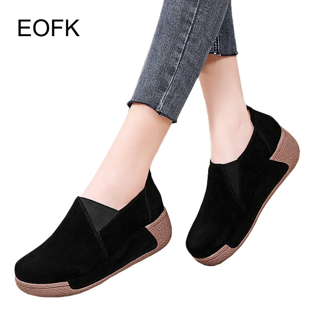 Spring Autumn Women Flats Platform Loafers Ladies Genuine Leather Comfort Wedge Moccasins Orthopedic Slip On Casual Shoes