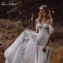 Sexy Boho Wedding Dress Off Shoulder Backless customized Sweetheart Wedding Gown For Bride  Tulle Bride Dresses Vestido De Novia