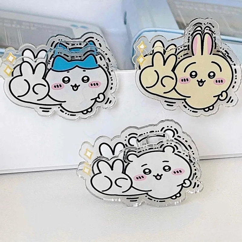 Cartoon Kawaii Acrylic PP Clip Double-sided Pattern Smooth Edge No Burrs Strong Clamping Force Reusable Durable Simple Chiikawa