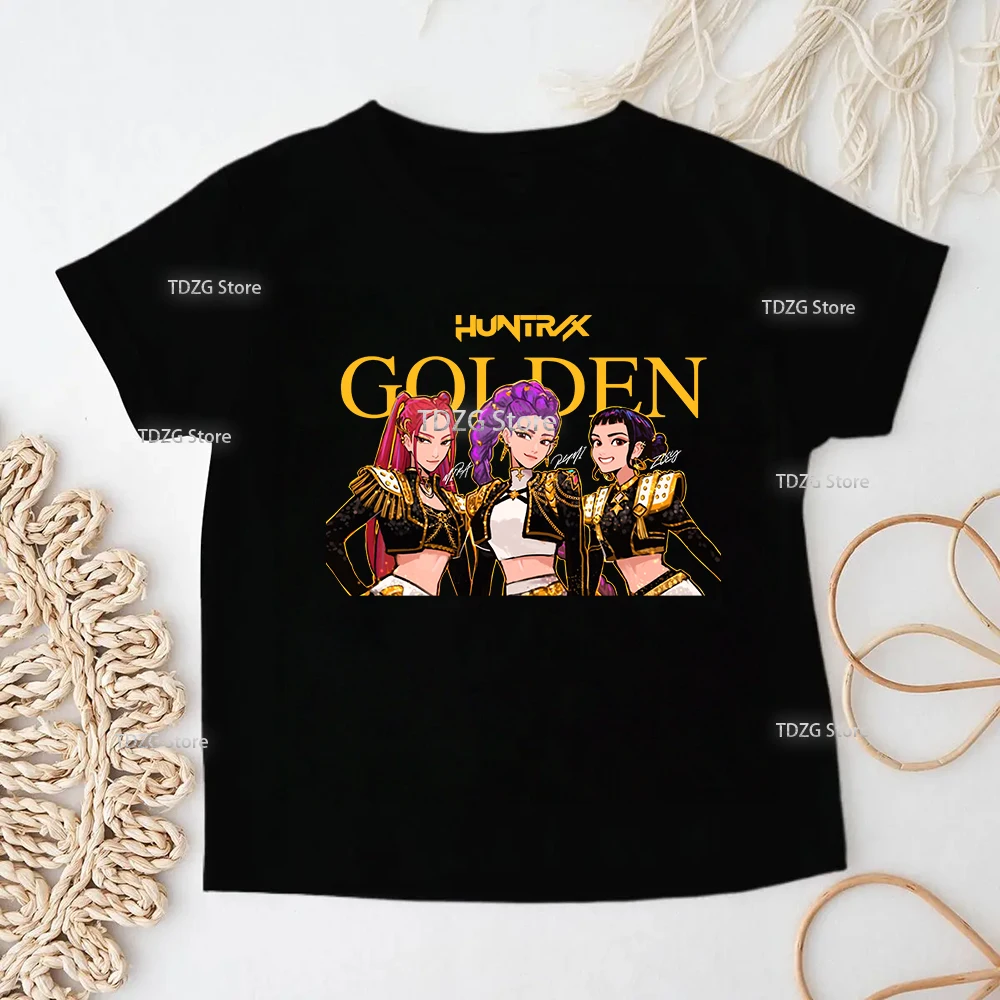 حار فيلم KPop شيطان الصيادين لينة القطن طفل الفتيات ملابس الأطفال تي شيرت المشجعين هدايا الاطفال الملابس موضة عادية المحملة القمم