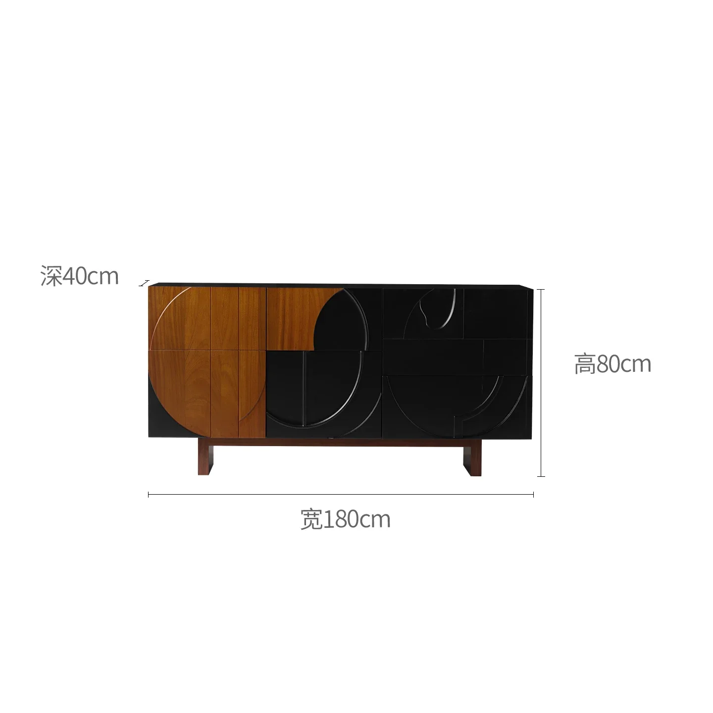 retro solid wood dining side wall locker art decoration cabinet geometric three-dimensional locker length