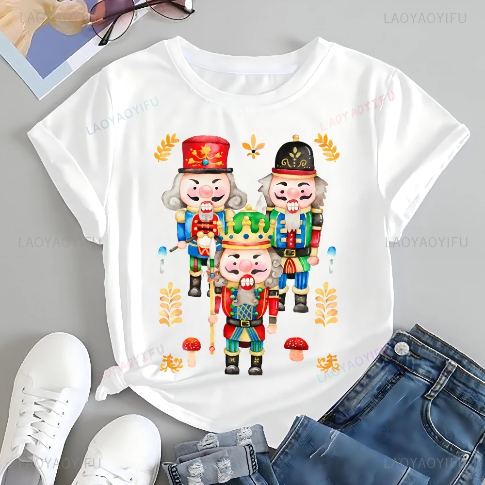 Merry Christmas Nutcracker Lovers Printed T-shirt Top Nutcracker Trend Short Sleeved Unisex Shirt Patterned Large T-shirt