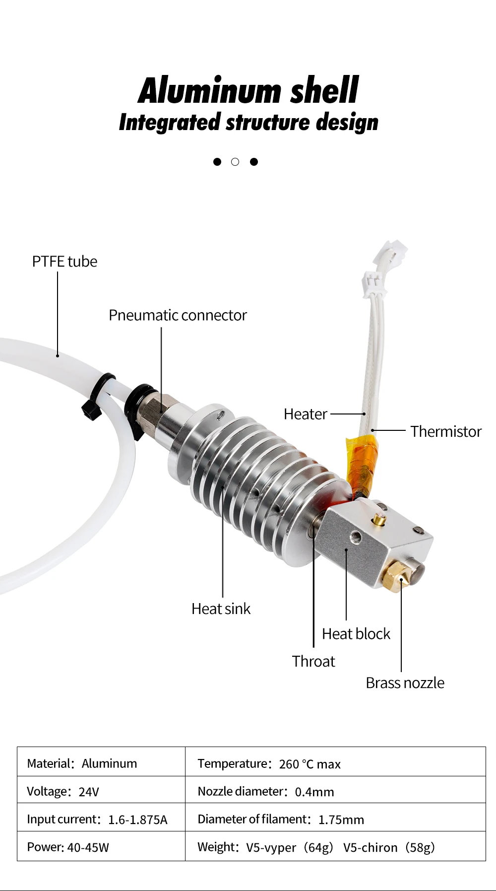 3D Drucker Hotend Für Anycubic Vyper Chiron 24V 40W Heizung Mit Hotend Kühlkörper 3D Druck Teile J kopf Extruder 0,4mm Düse – Detail 2