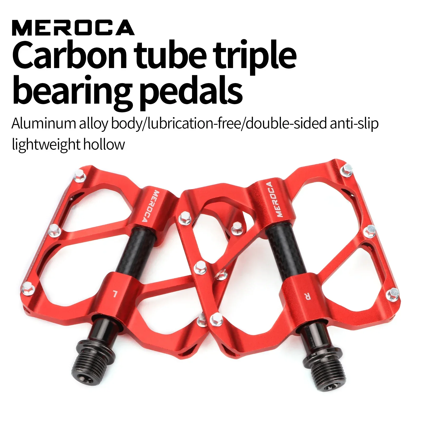 

MEROCA Ultra Light Bike Pedals 3 Sealed Bearings Dustproof Non-Slip Aluminum Alloy Pedals for MTB/Road Bicycle 25