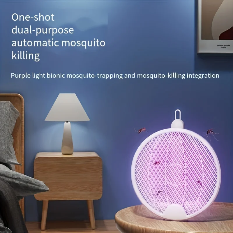 Folding  Mosquito Pat, Automatic Mosquito Attraction, Powerful Household Mosquito Killer Artifact, Rechargeable Mosquito Killer