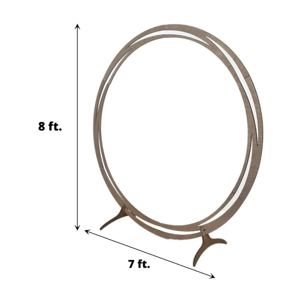 8ft Natural Brown Wood DIY Round Wedding Arch Backdrop Stand, Rustic Photo Backdrop Stand  circle backdrop stand