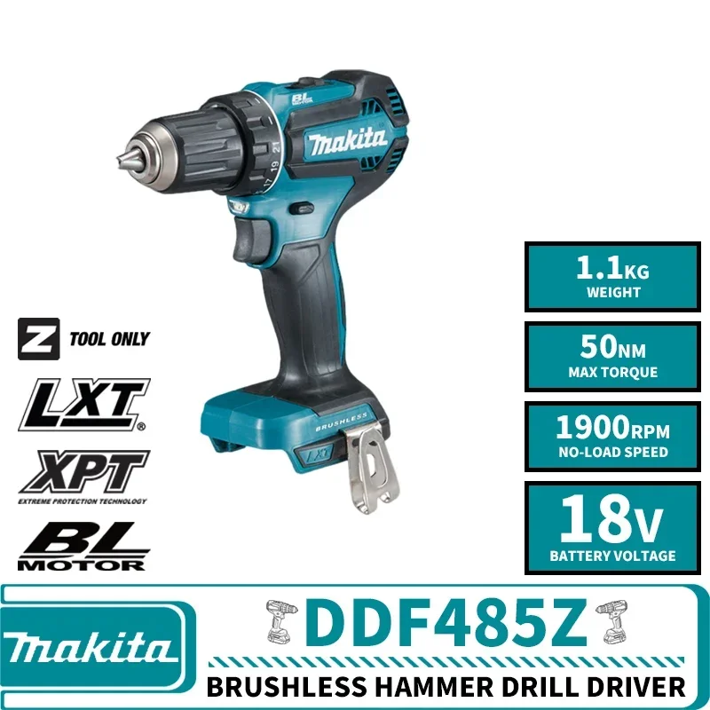 Makita DHP485Z DDF485Z Brushless Cordless Compact Impact Drill Driver 18V Electric Screwdriver Lithium Power Tools 50NM